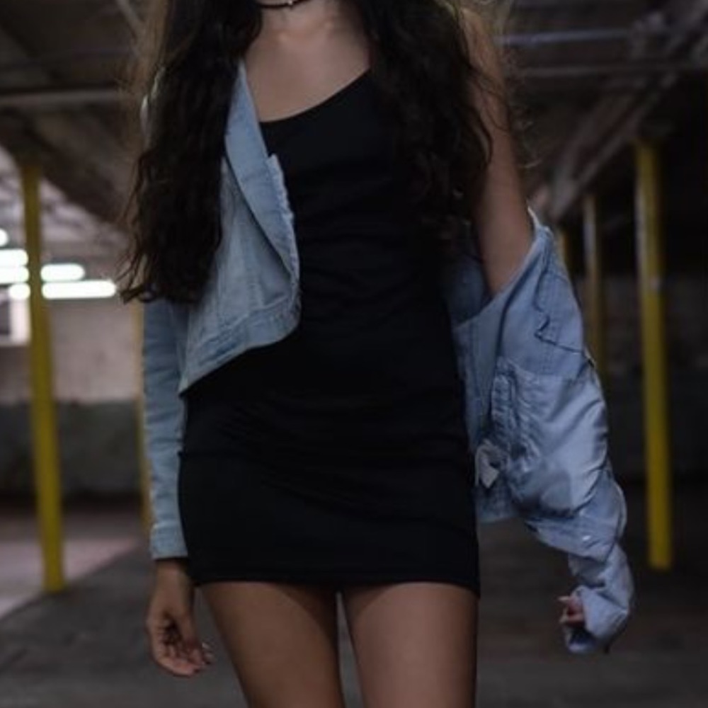 Black tank mini body con dress